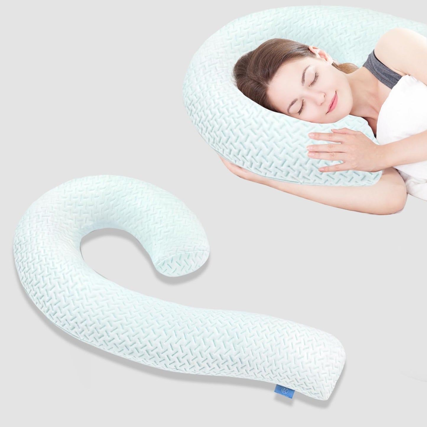 SCHNAUZER HOME Body Pillow Cover Fabric, Cooling Blue Long Pillow Case Breathable & Skin-Friendly, Swan Shaped - Blue, 1Pack (Pillow Not Included)