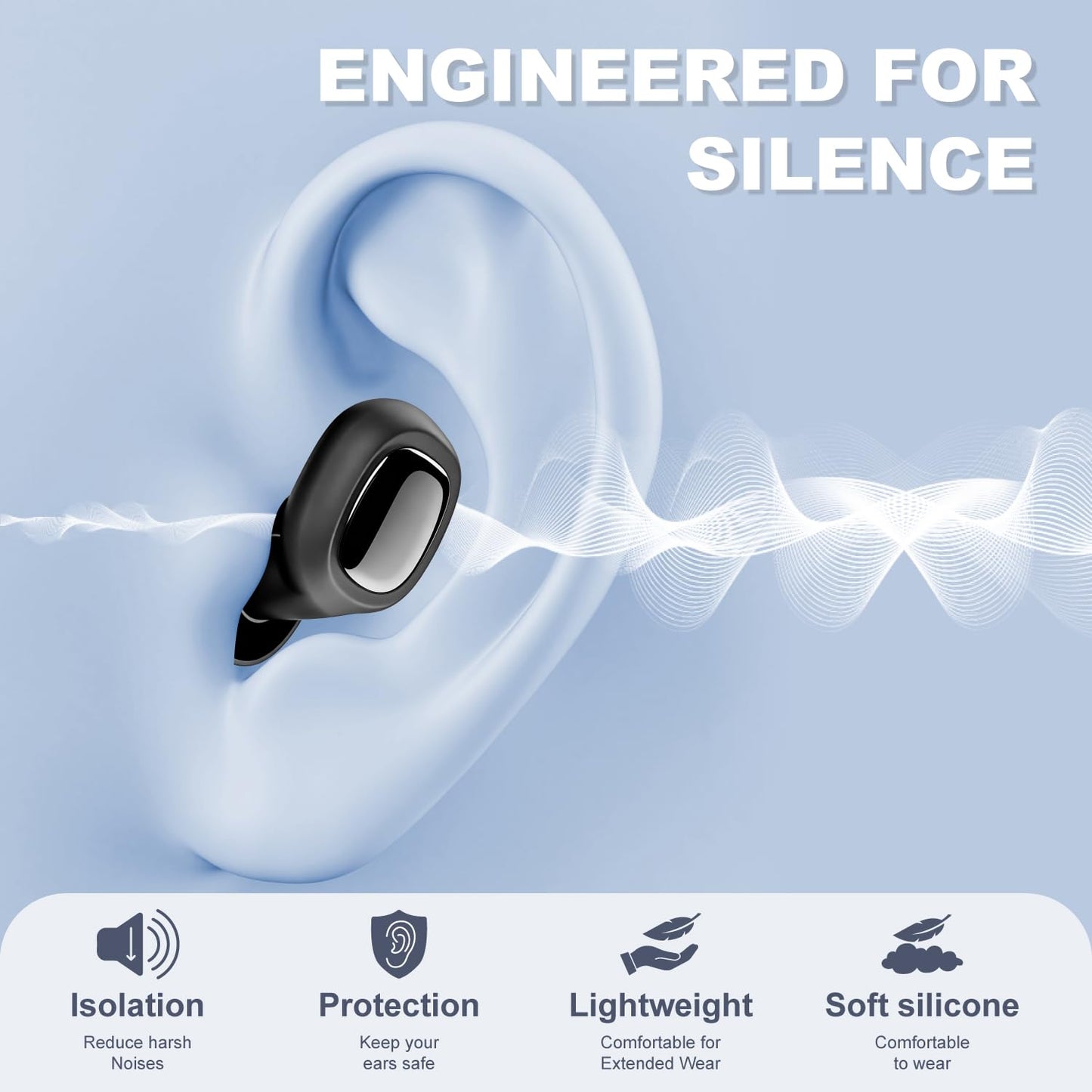Ultra Soft Ear Plugs - 55dB (SNR) Noise Reduction Hearing Protection - Reusable Earplugs Flexible Comfortable Fit for Noise Sensitivity, Sleep, Work, Study, Airplane, Concerts & Festivals (Black)