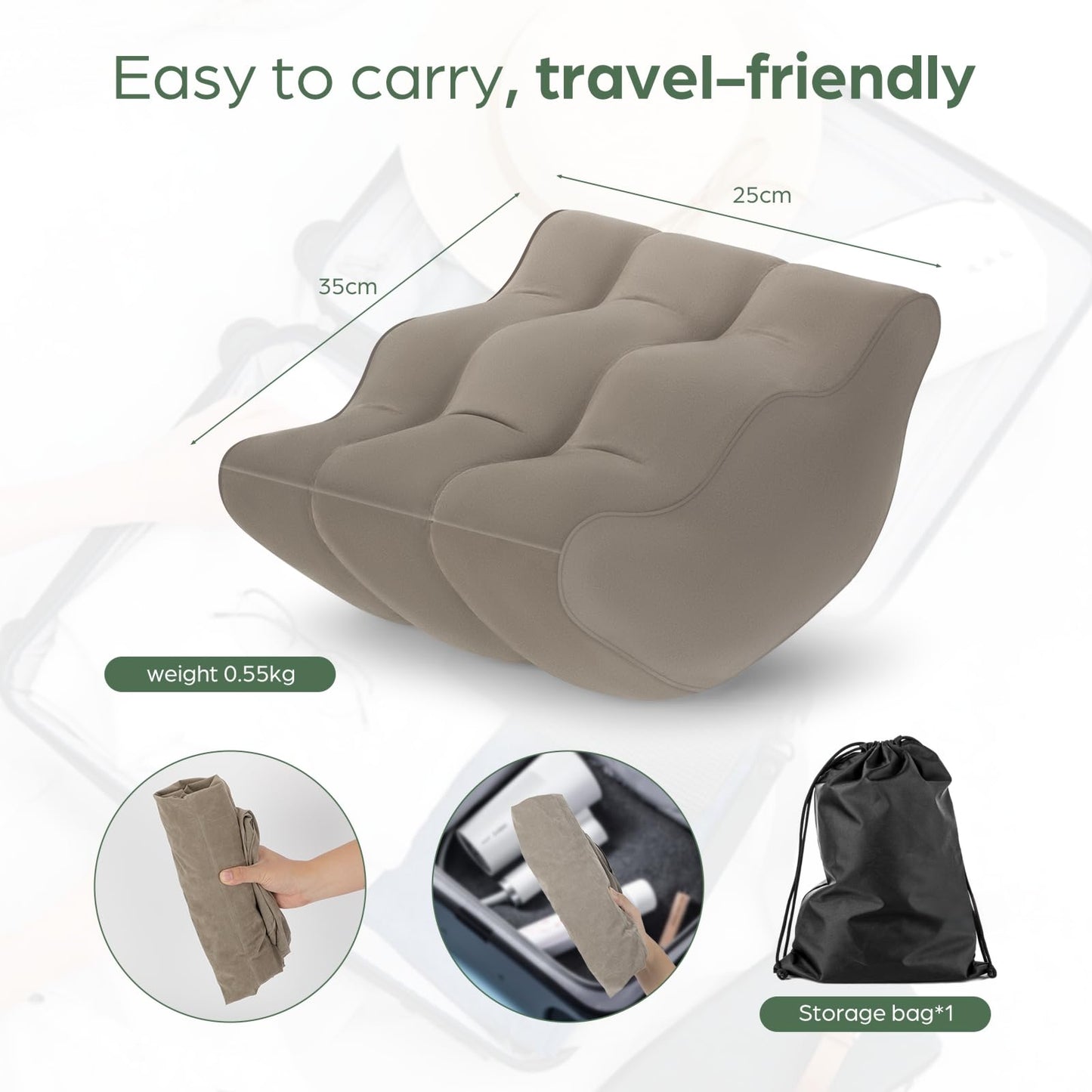 Yeria Inflatable Leg Elevation Pillow After Surgery, Wedge Leg Knee Elevating Pillows for Blood Circulation for Traveling, Injury Recovery, Swelling, Leg Support Cushion Knee Hip Ankles Pain