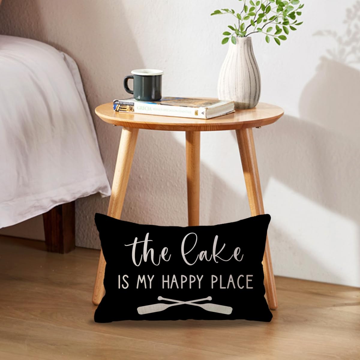 ULOVE LOVE YOURSELF 2Pack Lake Cabin Decor Lumbar Throw Pillow Covers 12x 20Inch Relax You’re On Lake Time Pillowcases Summer Lake House Decorative Waist Cushion Cover for Sofa Couch Porch (Black)