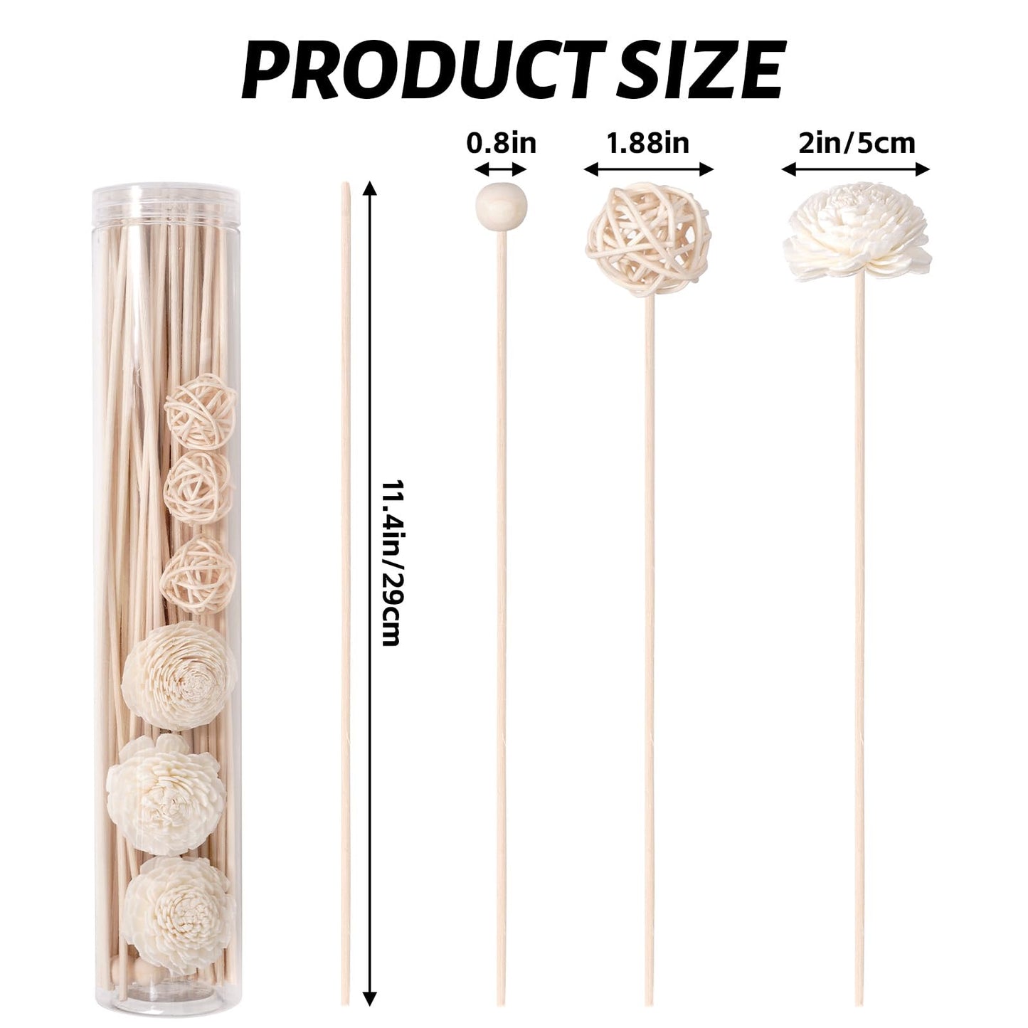 Haakong 50 Pcs Reed Diffuser Sticks Rattan Flower Reed Fragrance Diffuser Set Diffuser Sticks for Office Home Decor