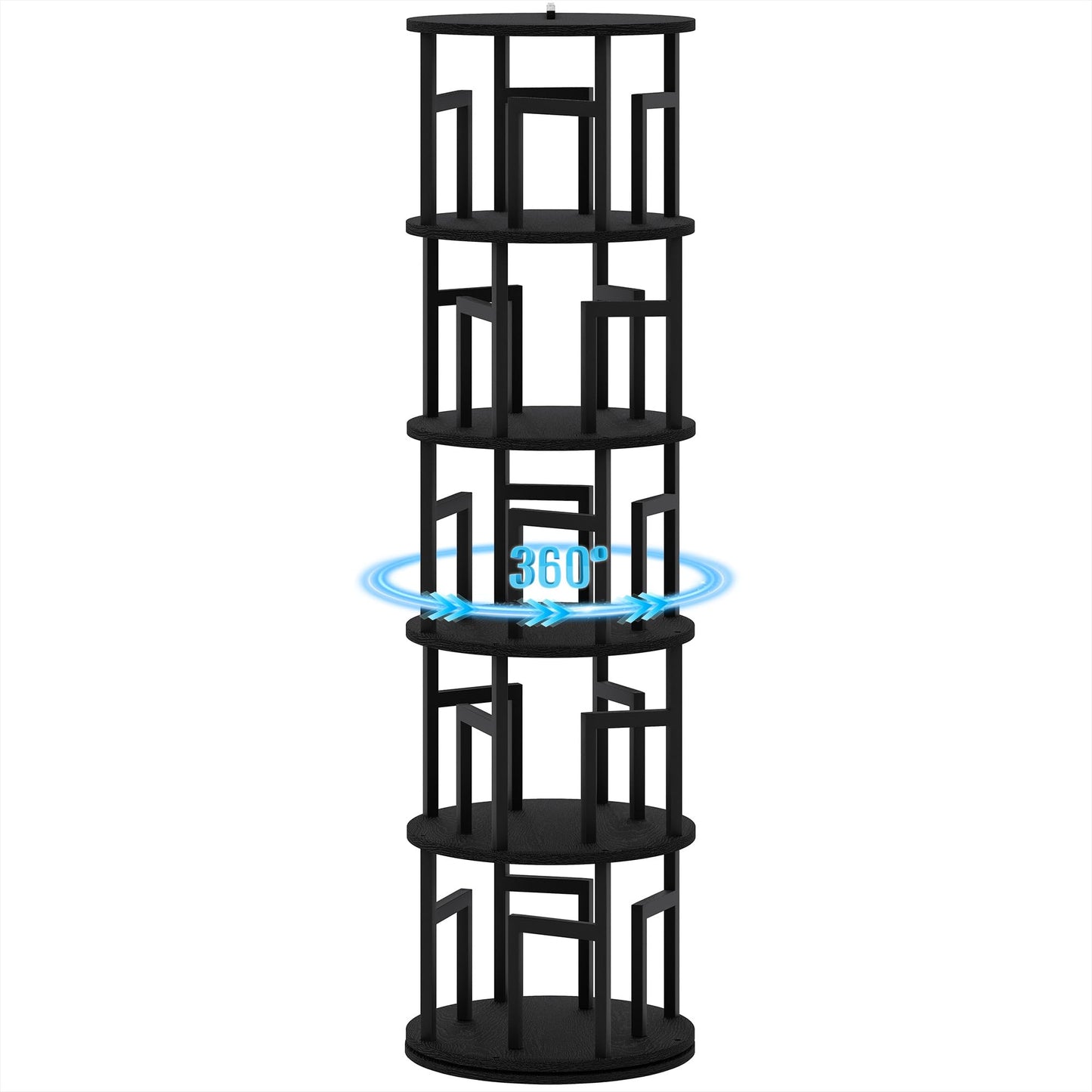 Garvee 5-Tier Rotating Bookshelf Tower – Spinning Corner Shelf, Black