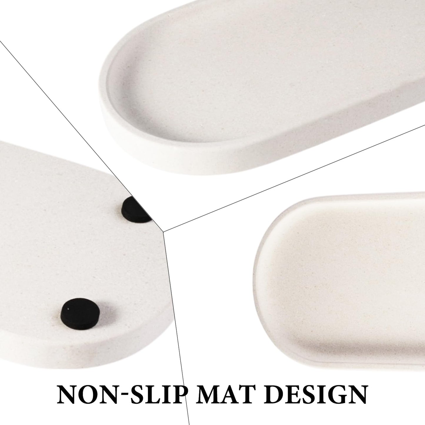 Koville Creamy White Marble Tray for Bathroom, 12"x6" Natural Luxury Marble Vanity Tray for Home Decor Countertop, Stone Oval Trays for Perfume & Jewelry Organizer, Stone Storage Trays
