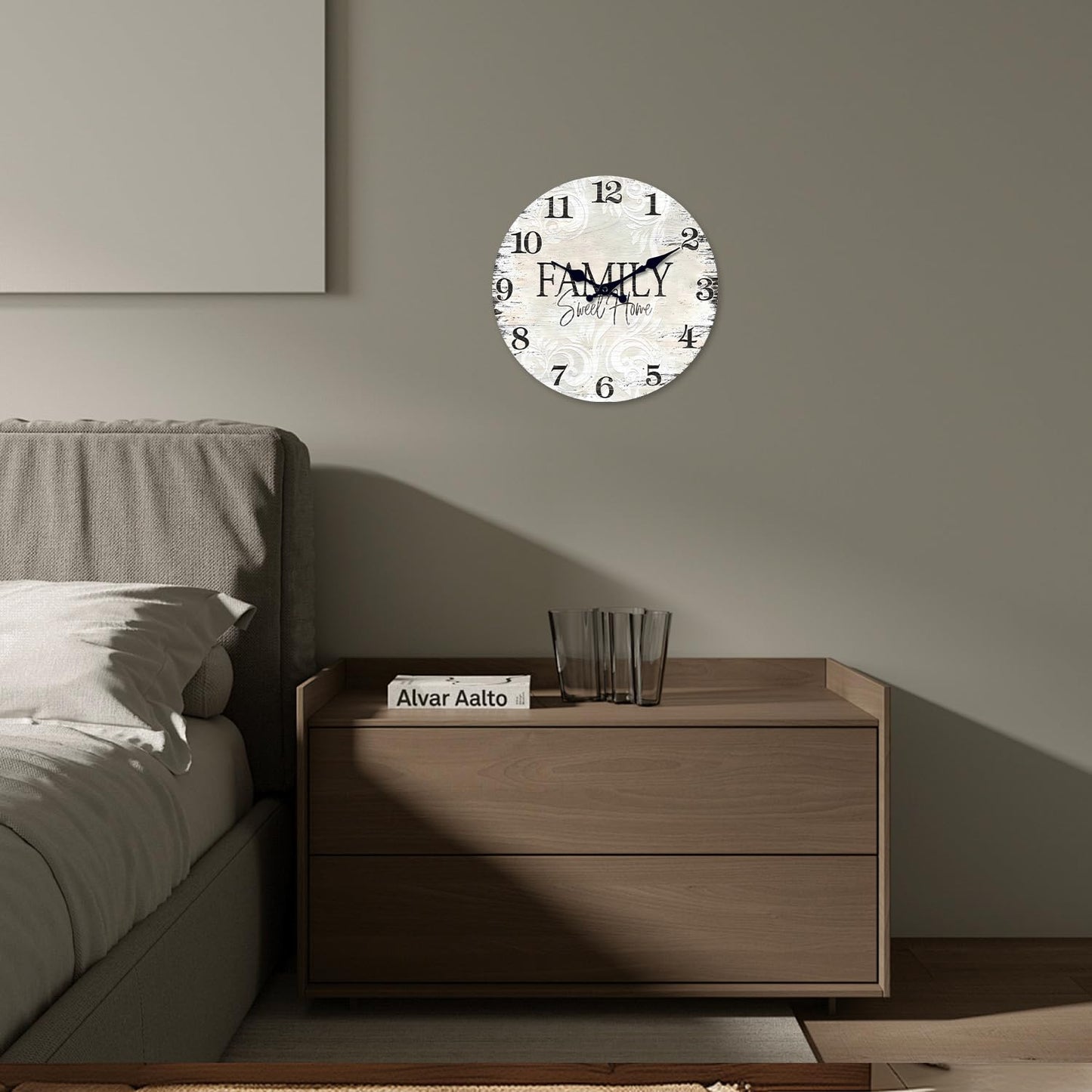 Constantplanet 12 Inch Retro Wood Wall Clocks Battery Operated Farmhouse Decorative Wall Clock for Living Room Kitchen Decor Silent Wall Clock