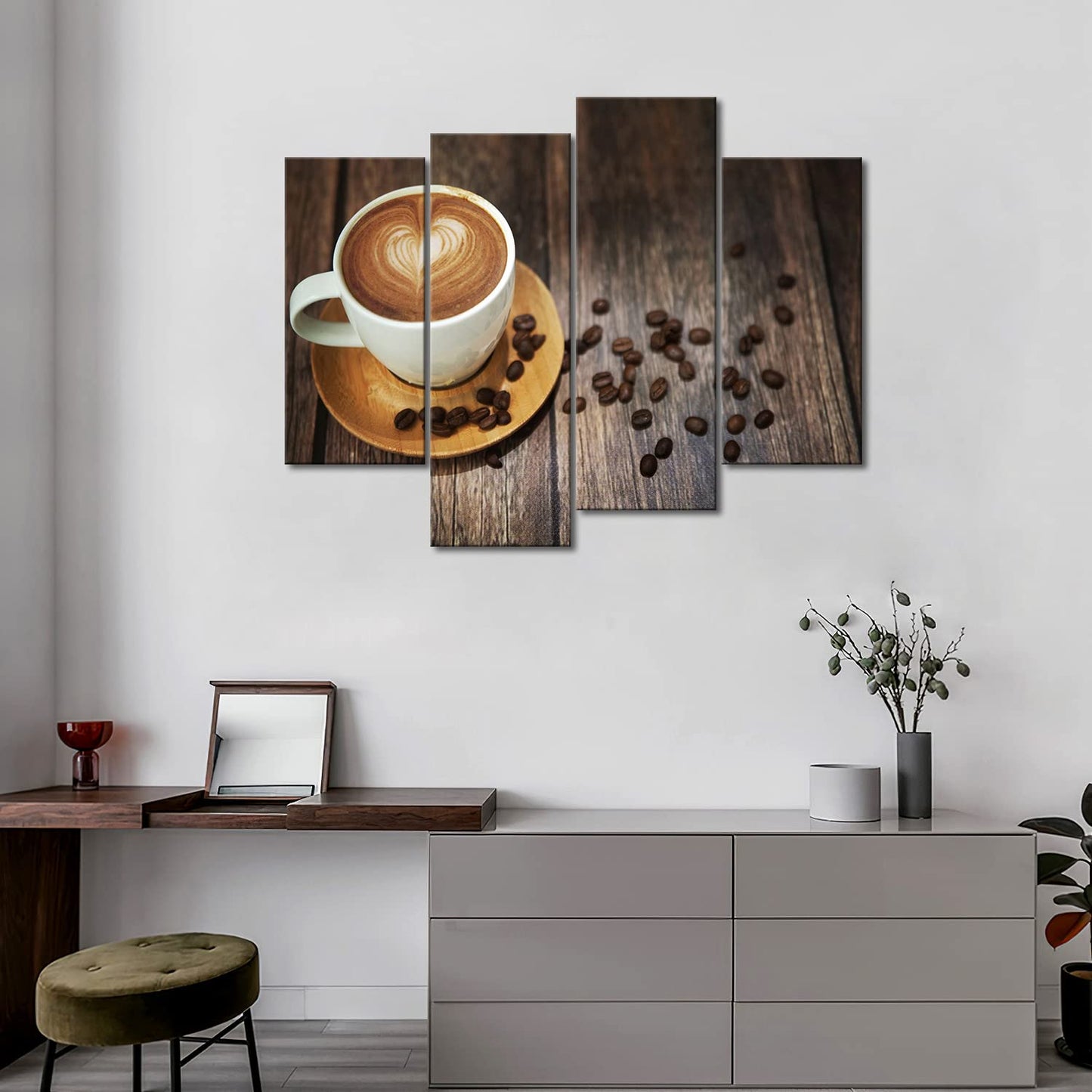 Brown Coffee Wall Art for Bar - Coffee Theme Picture Print On Canvas for Kitchen, Living Room Home Decor