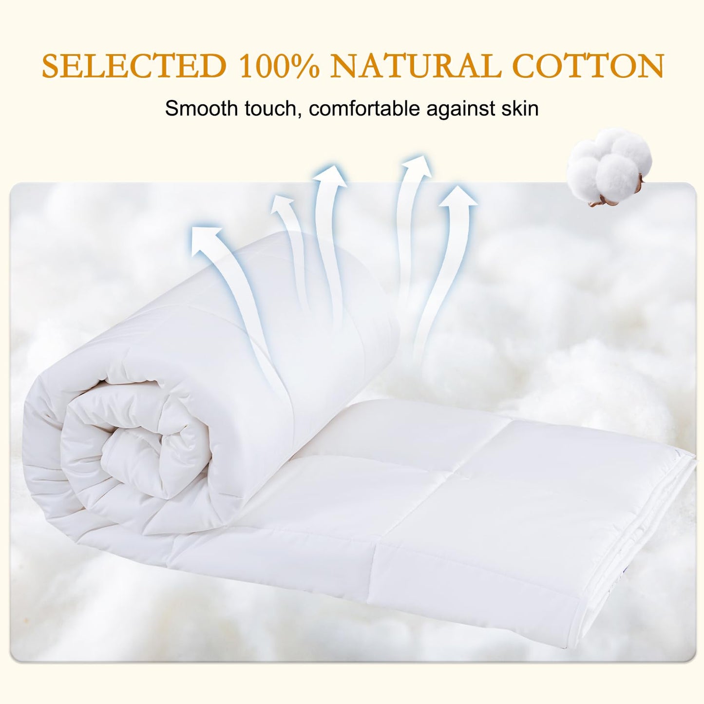 YOUR MOON Luxurious All Season Wool Comforter Queen Size, 100% Natural Australian Wool Filling, Hypoallergenic Comforter Duvet Insert, Noiseless Cotton Shell (White)