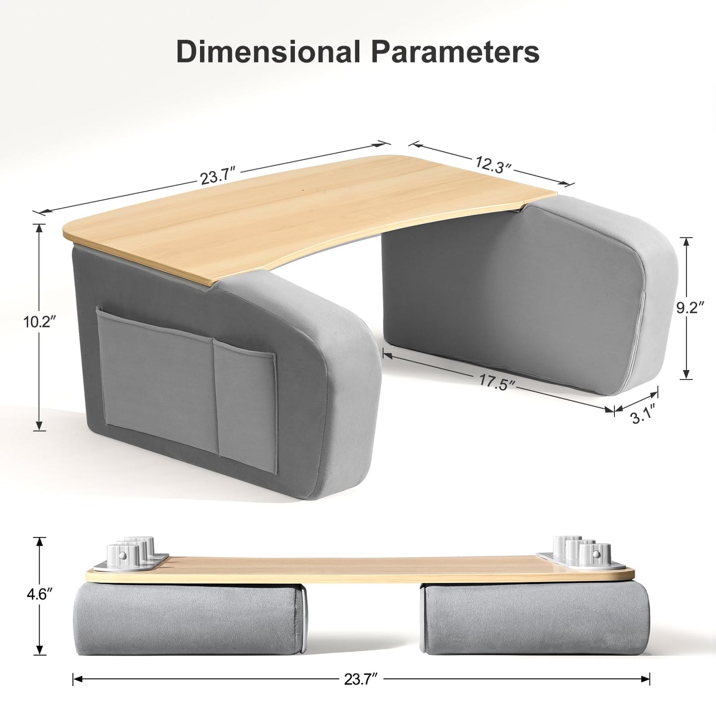 Lap Desk for Adults with Arm Rests,Ergonomic Laptop Pillow Stand for Bed,Couch,Floor,Large Table for Long Hours Work,Eating,Gaming,Reading and Writing,Wood Lap Laptop Desk for College Dorm Room
