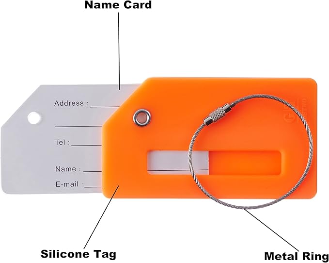 Gostwo 2 Pack Silicone Luggage Tags for Suitcases, 26 Initial Letter Baggage Labels Handbag School Bag Suitcase Instrument Tag with Stainless Steel Loop(Orange)(Letter T)