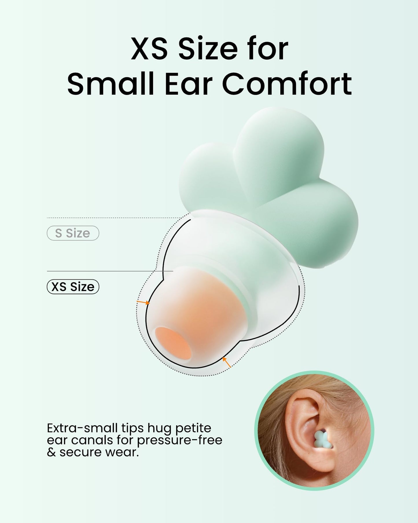 QubitPulse Bloom Ear Plugs, Earplugs for Small Ear Canals, Ultra-Comfy Stylish Earplugs for Women with Soft Patented Qufits Ear Tips, Mid Noise Cancelling Ear Plugs for Sleeping, Focus-Mint