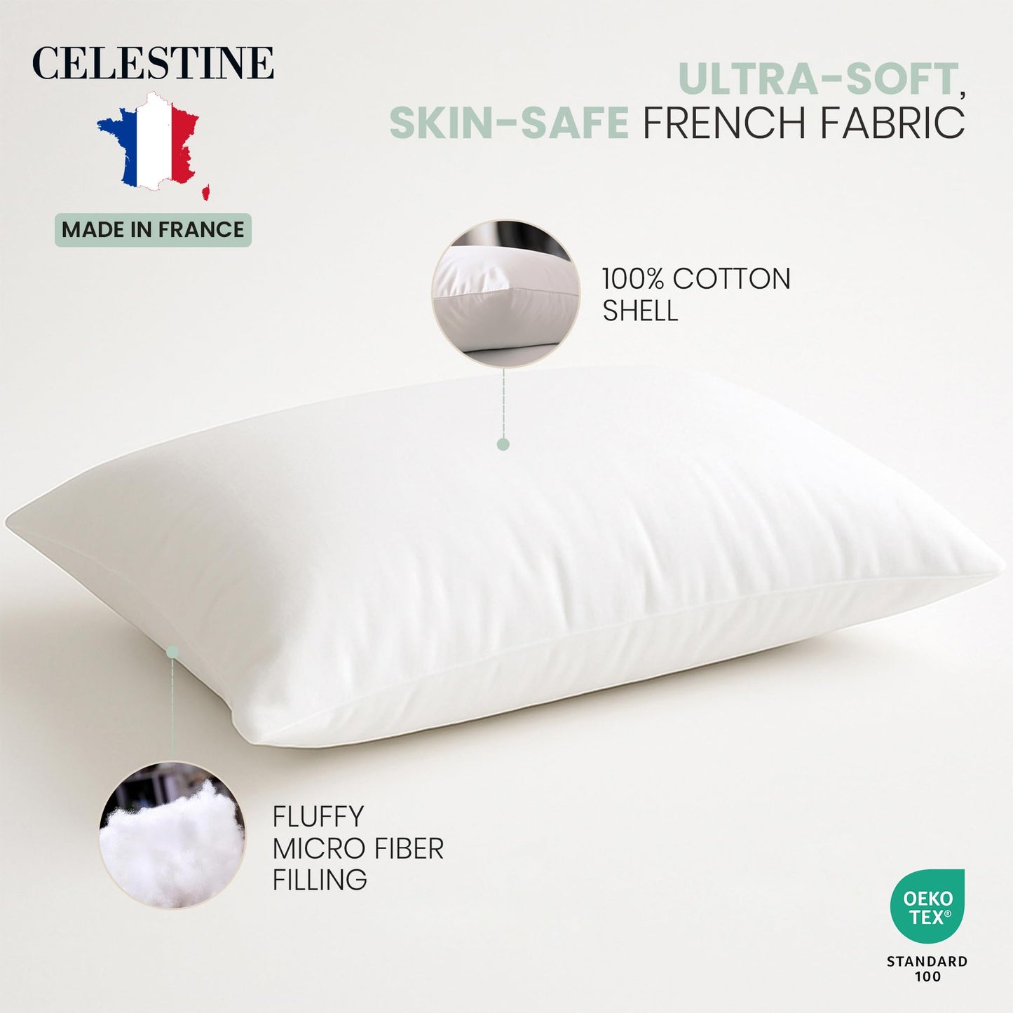 King Size Bed Pillows Set of 4 – Soft & Supportive Down Alternative Microfiber Filling, Plush White 36x20 Sleeping Pillows for Side and Back Sleepers, Breathable, Machine Washable