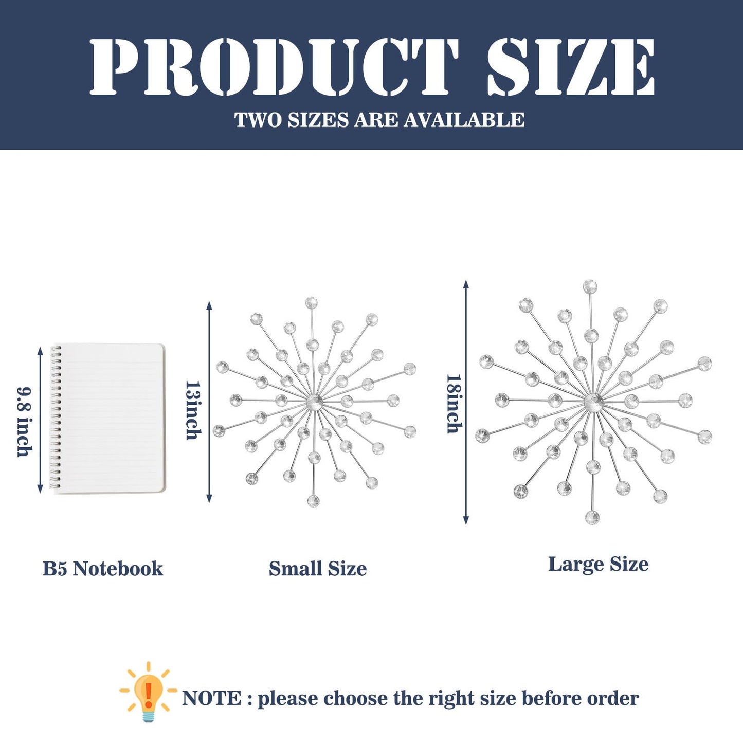 ZEXUIRU 3 Set Silver Starburst Wall Art for Home Decor Metal Bling Crystal Rhinestones Sunburst Wall Decor Sparkling Rhinestone Art Accent Silver - 13in