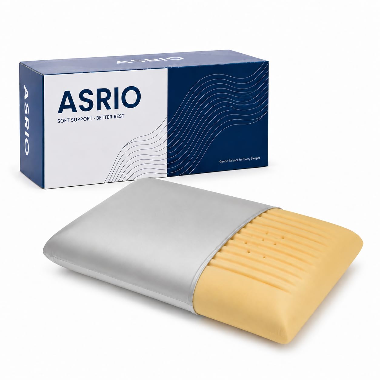 ASRIO Cooling Wave Silicone Pillow for Side Sleepers, 4.72 Inch Height Ergonomic Bed Pillow with Breathable Washable High Resilience Core, Medium Firm Support,Queen Size