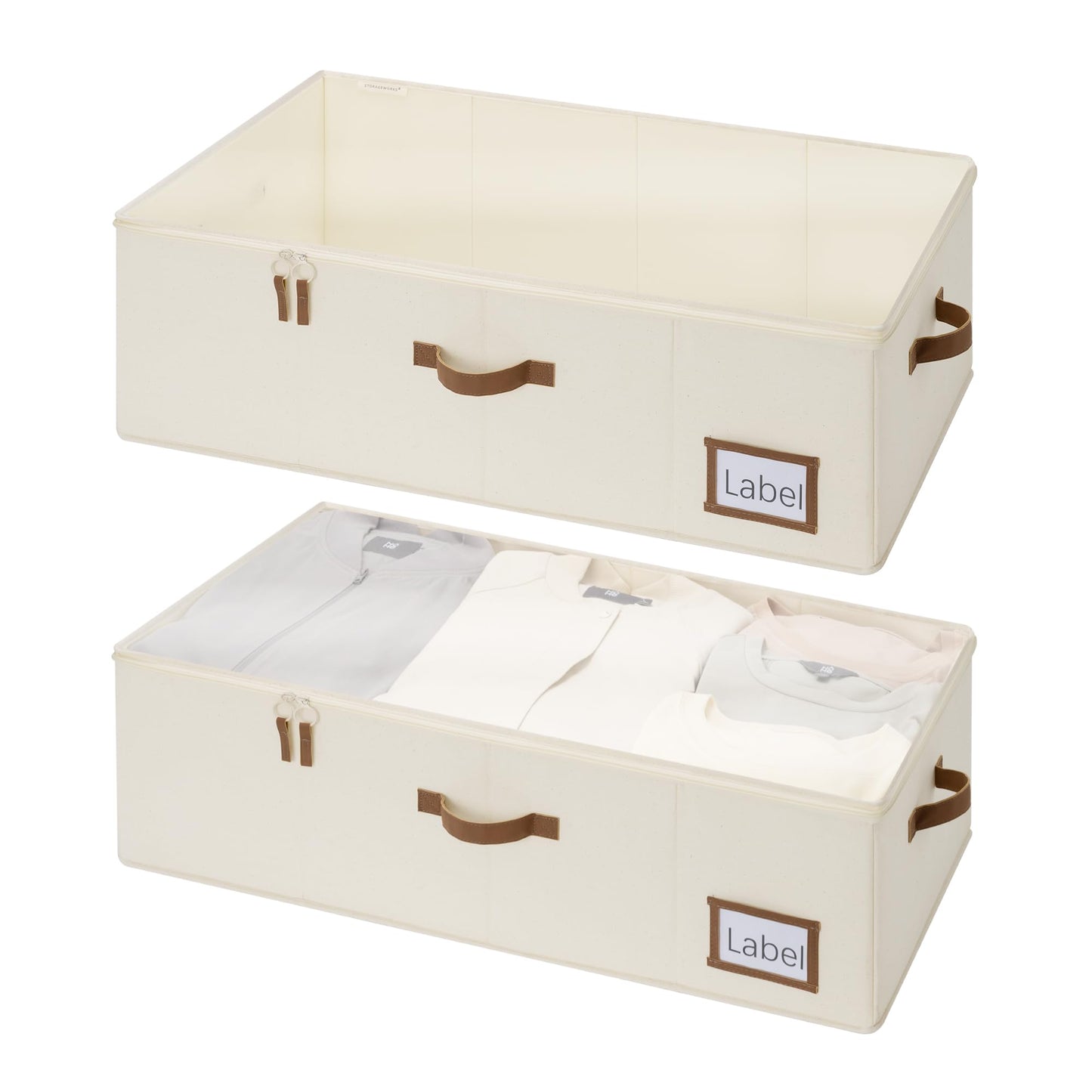 StorageWorks Under Bed Storage Bins, 10'' Underbed Storage Containers with Lid, 77L Clothes Organizer for Bedding, Blankets, Sweaters, Shoes, 2-Pack