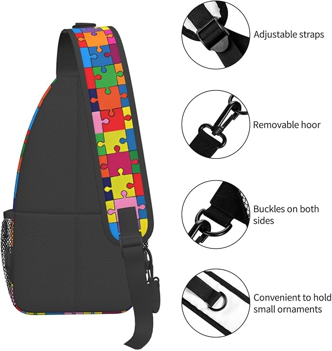 QFXUYNG Autism Awareness Adult Sling Bag Unisex Chest Bags Crossbody Backpack Casual Daypacks Shoulder Bag for Women Men Cycling Hiking Travel
