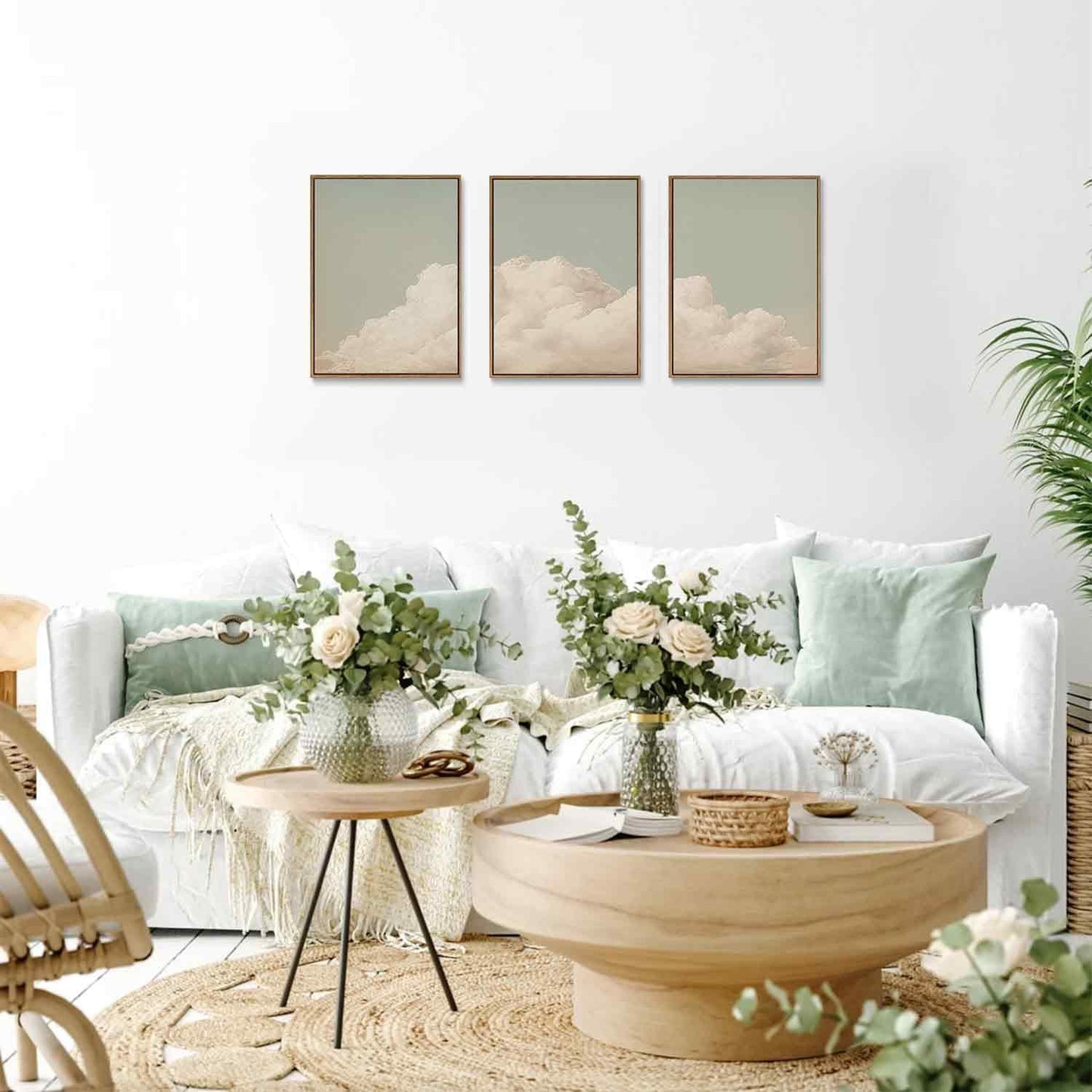 myusuar 3 Piece Large Modern Abstract Canvas Framed Wall Art For Living Room, Dearm Cloud Minimalist Wall Art Decor Posters Prints For Bedroom Office, 12x16in