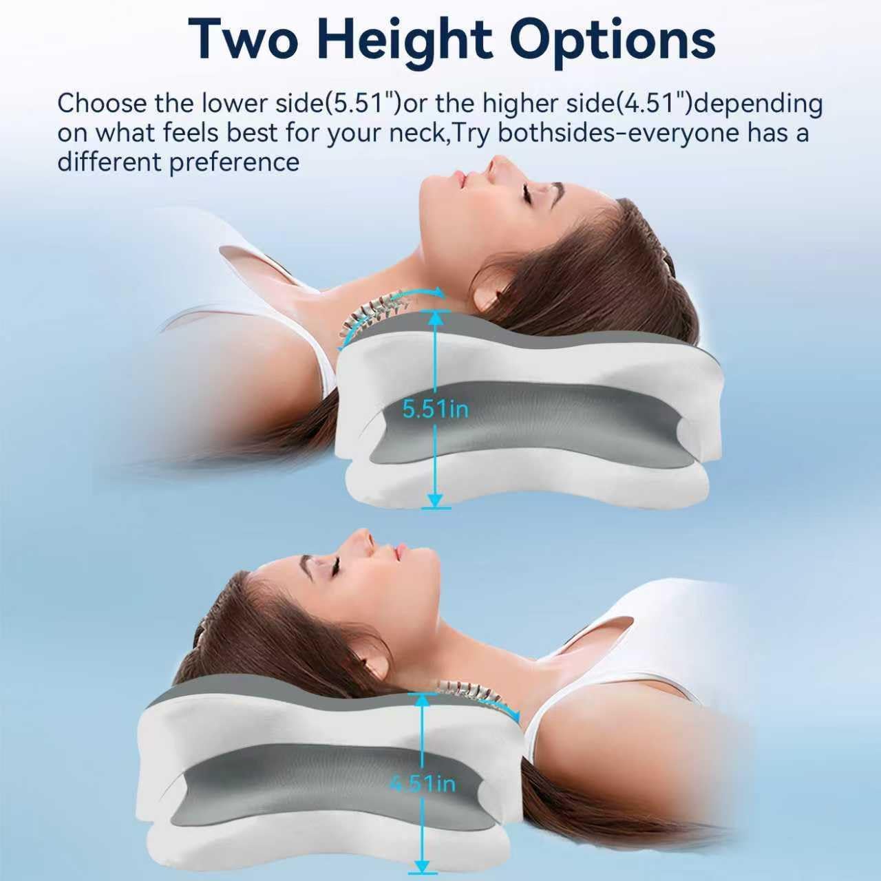 WENGTY Dreams Relief Pillow,Sleep Apnea Pillow w/Neck & Snoring Relief,Orthopedic & Ergonomic Contour Cervical Memory Foam Cooling Pillow for Side Sleepers,Medium Firm Support (Grey, Queen Size)