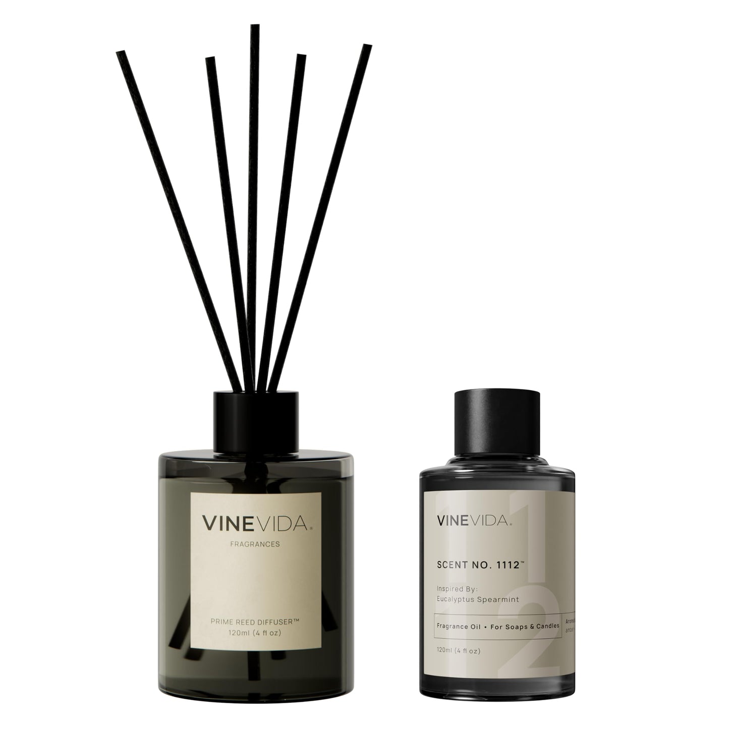 VINEVIDA | Eucalyptus Spearmint | Reed Diffuser for Home & Bathroom | Long-Lasting Scent Sticks Set | Oil Stick Diffuser | Bathroom Scent