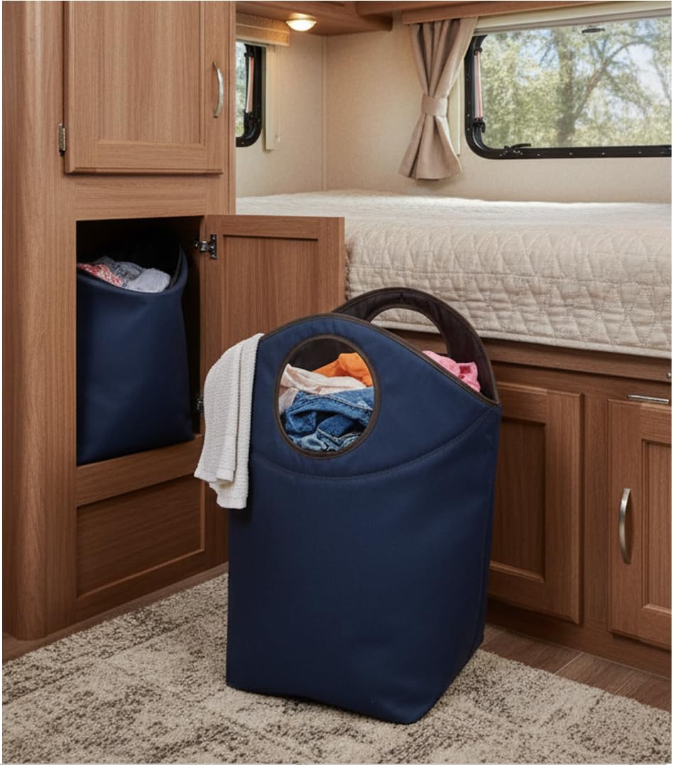 Portable Foldable Laundry Hamper with Soft Handle, 47L Collapsible Fabric Laundry Basket, Waterproof Storage Tote for Seniors, Dorm, Camping, Hanging