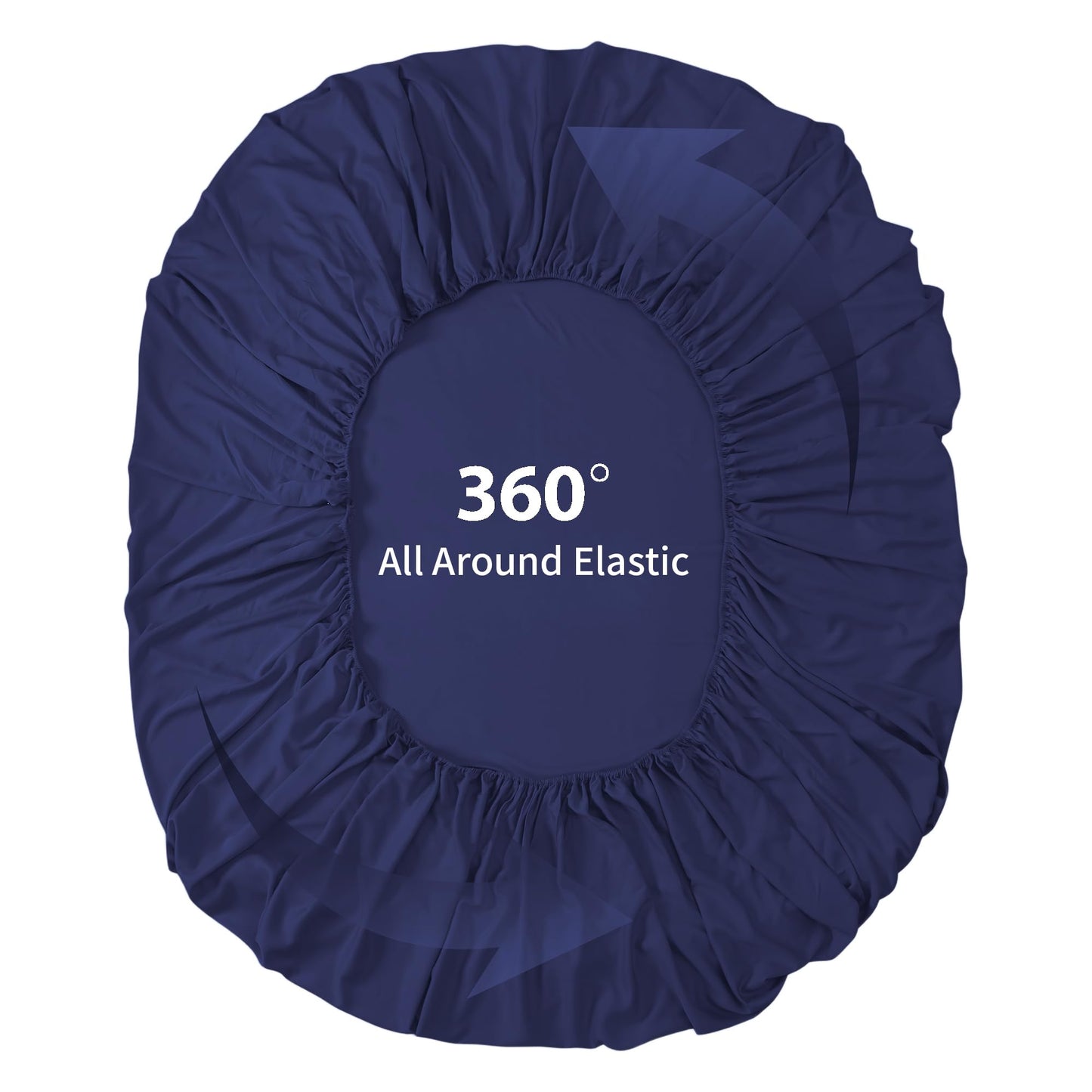 Bamboo Viscose Fitted Sheet with 16" Deep Pocket, Hotel Luxury Silky Bottom Sheet, Ultra Soft 400 Thread Count Fabric, Cooling for Hot Sleepers (Navy Blue Full)