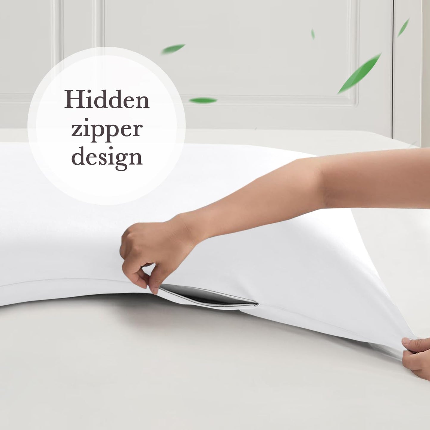 Curved Pillow Case King Size, Side Sleeper Pillow Cases Cover Cooling Rayon Derived from Bamboo with Zipper for hot Sleepers Hair and Skin, Breathable Silky Soft Pillowcase 1 Pack 20 * 36 Inches