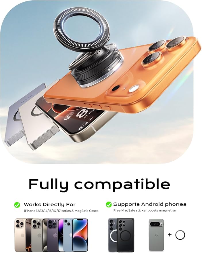 MAGIC JOHN Car Phone Holder for Magsafe [2-in-1 Fragrance Diffuser & Magnetic Phone Holder] 360° Adjustable Car Phone Mount, Phone Holders for Your Car for iPhone 17 Pro Max 16 15 14 13 12 Air Plus