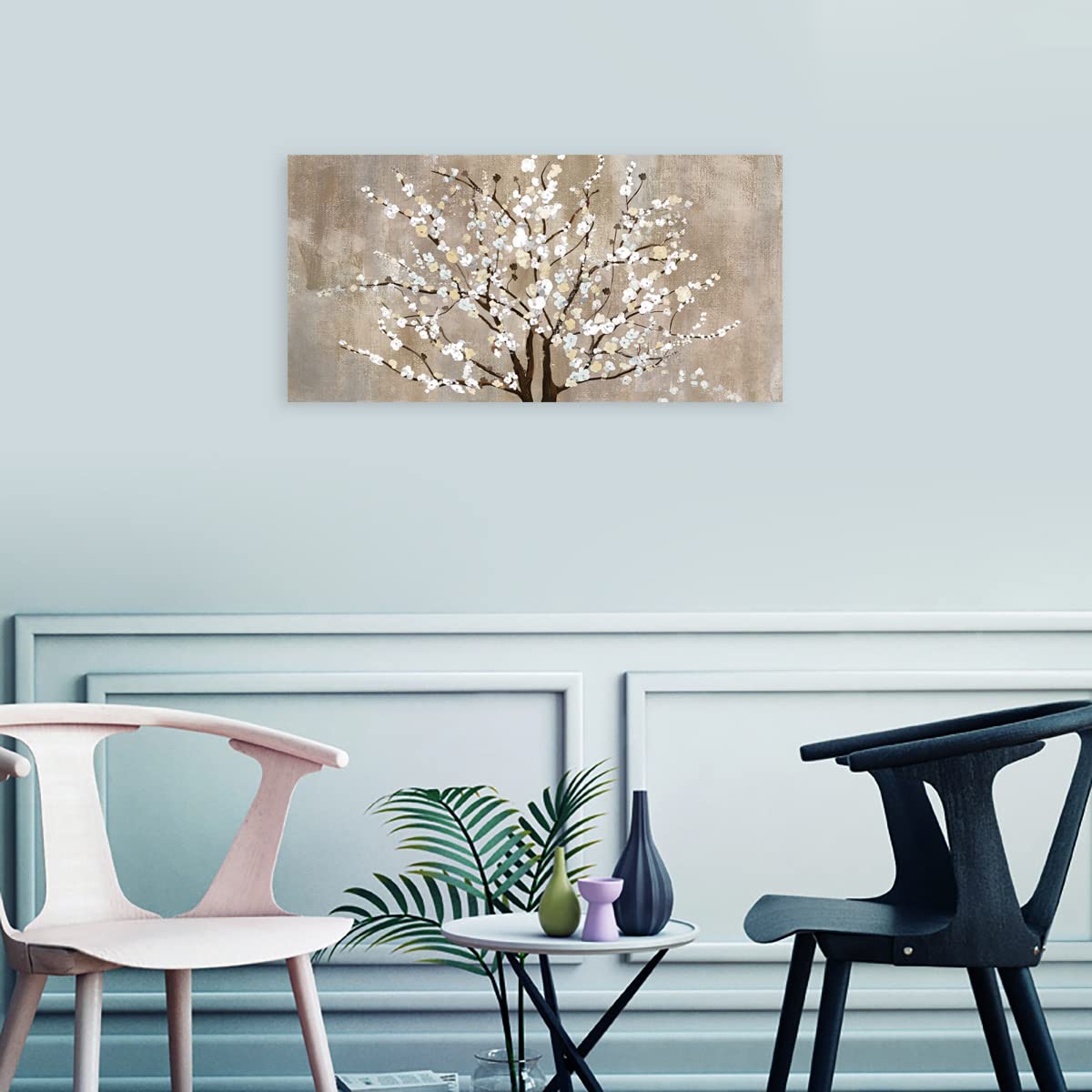 arteWOODS Flower Canvas Wall Art for Living Room - Stunning Floral Artwork, Versatile Decor, Ready To Hang, Elegant Prints Plum Blossom Abstract Framed Painting Bedroom Decor - Beige/Brown 29 x 58