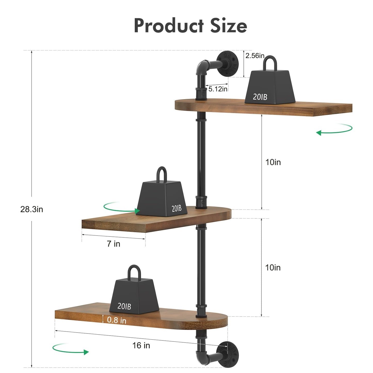 OtGalk 3-Tier Rotating Window Plant Shelf,Wooden Indoor Plant Stand