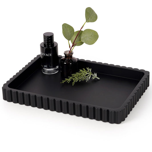 Cathyeen Concrete Decorative Tray for Coffee Table Decor, 14" Coffee Table Tray Ottoman Tray Table Centerpieces, Rectangular Modern Decorative Trays for Home Decor, Living Room, Entry, Black
