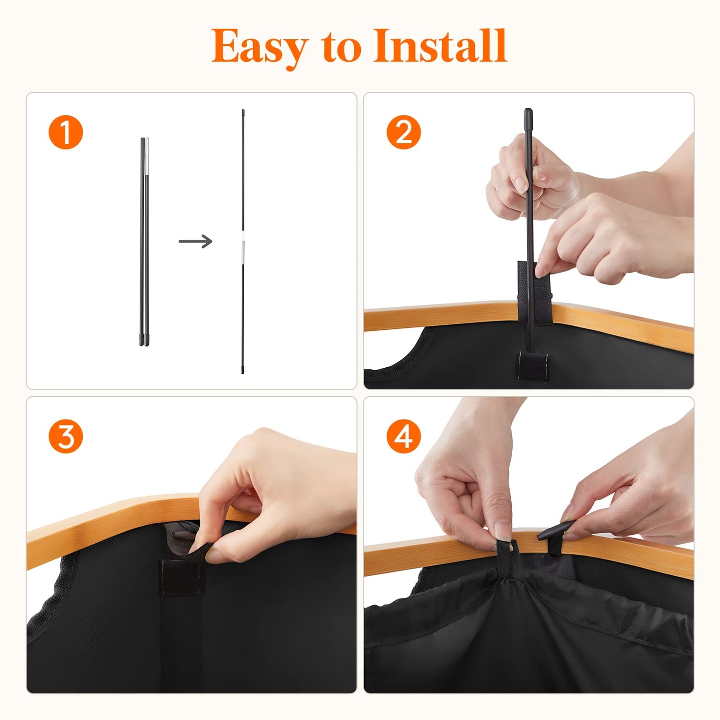 Lifewit 100L Laundry Basket with Lid, Clothes Hampers for Laundry with Bamboo Handles and 1 Removable Bag, Large Foldable Laundry Hamper for Bedroom, Bathroom, Dorm, Laundry Room, Black