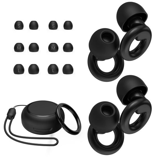 JUSTRVN Ear Plugs for Sleeping,2 Pairs of Stylish Reusable Noise Reduction Earplugs with 8 Pairs Tips & case,Hearing Protection Earplugs for Concert,Travel,Work,Live Events - 25dB-30dB