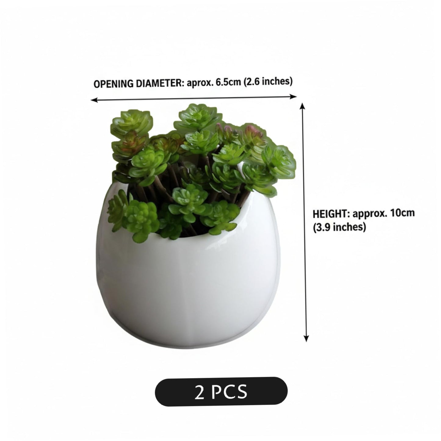 Tsawntd 2-Pack Ceramic Wall Planter with Hanging Hole Modern Hanging Plant Pot for Succulents and Small Plants Indoor Home Decor Planter, White Wall Mount