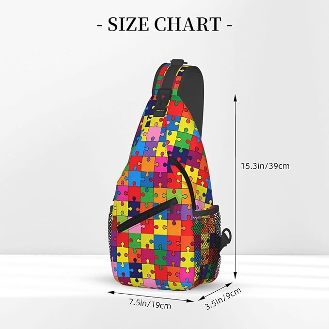 QFXUYNG Autism Awareness Adult Sling Bag Unisex Chest Bags Crossbody Backpack Casual Daypacks Shoulder Bag for Women Men Cycling Hiking Travel