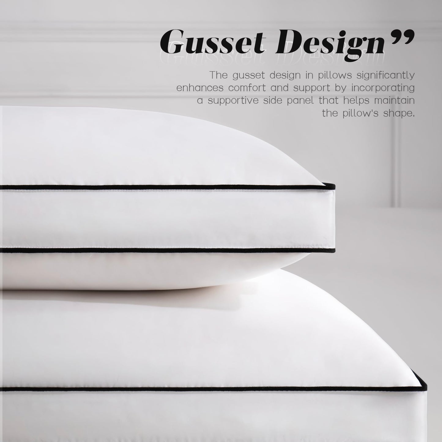 DOWNSTORIA Feather Down Pillows Queen Size Set of 2 with Gusset, Luxury Hotel Collection Bed Pillow 2 Pack, Down Surrounded Gusseted Pillows for Sleeping, Soft for Side, Back Sleepers 20x30 in.