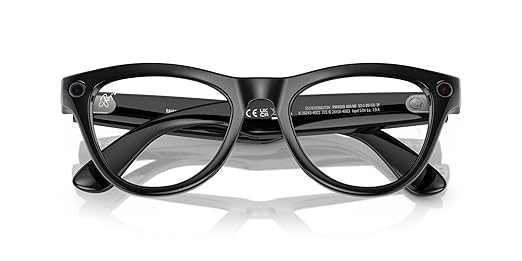 Ray-Ban Meta (Gen 1) Skyler, Shiny Black | Smart AI Glasses for Men, Women — 12 MP Camera, Open-Ear Speakers for Audio, Video Recording, Bluetooth — Transitions® Cerulean Blue — Wearable Technology