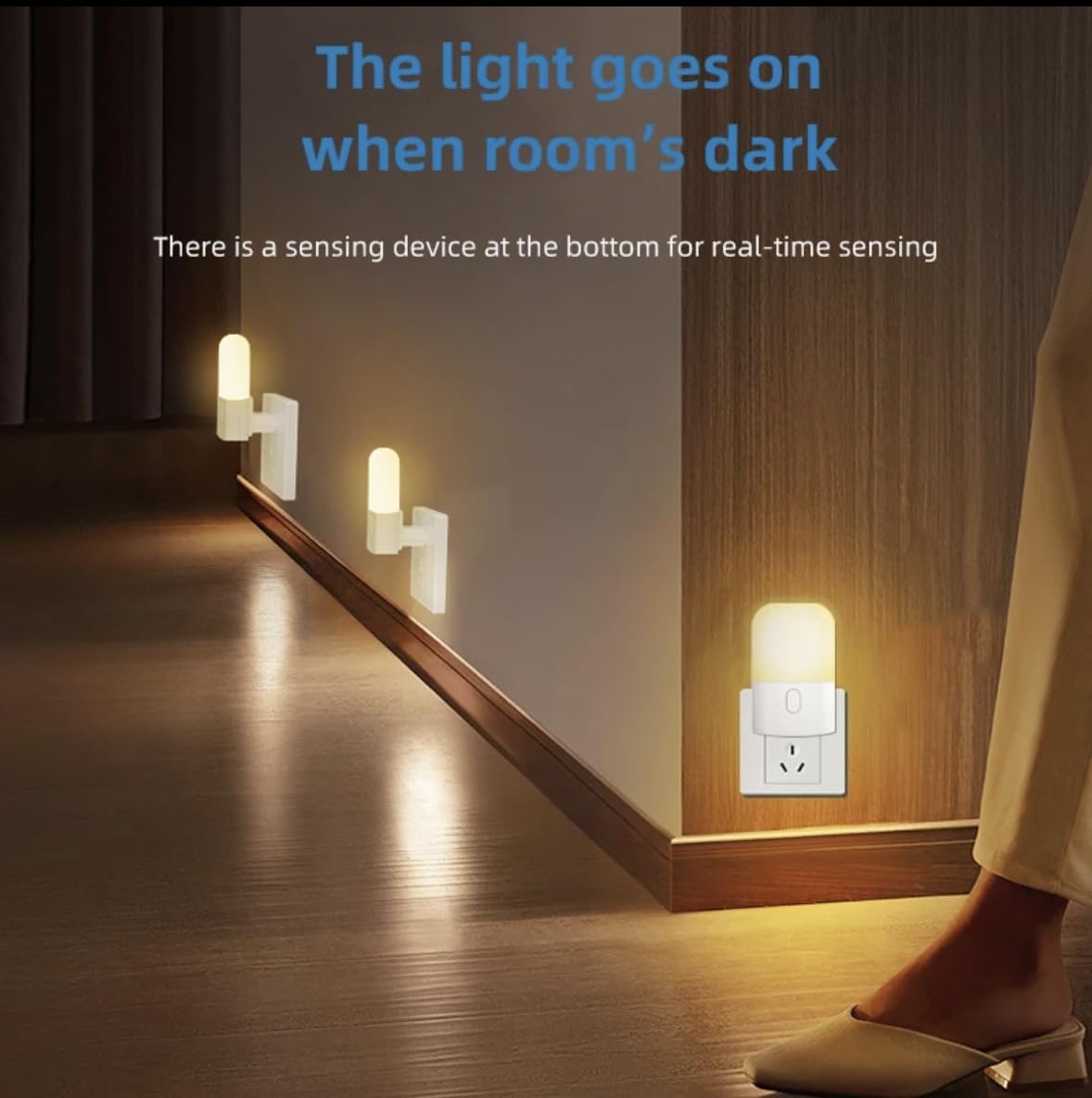 Led Night Light Plug into Wall, 4 Modes Brightness Adjustable, 2700K Warm White, Light Sensor Dusk to Dawn, Indoor Light for Bedroom Living Room Stair and Hallway. 2 Pack.