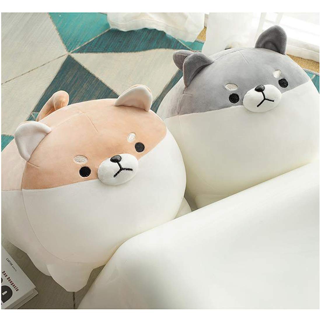 EHOTONG Shiba Inu Dog Plush Pillow, Corgi Stuffed Animal Plush Toy Hug Pillow Gifts for Girl Boy (Brown, 15.7in)