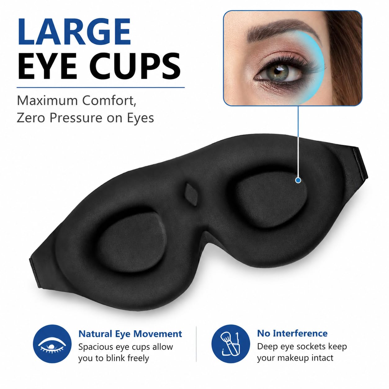 ALASKA BEAR Sleep Mask Memory Foam Contoured Eye Cups for Women and Men, Soft 3D Blackout Eye Mask for Sleeping No Pressure on Eyelids and Eyelashes Protection, Earplugs Set, Black