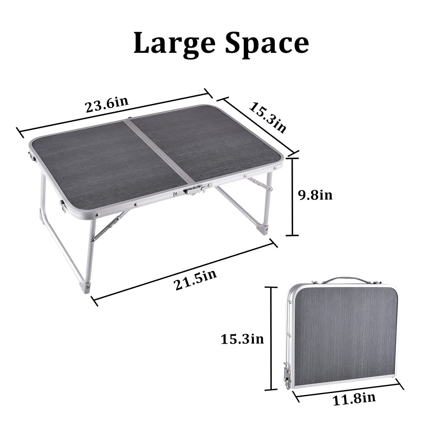 Foldable Laptop and Bed Table with Storage - Portable Mini Lap Desk for Legs, Ideal for Study, Reading, Picnic, Breakfast & Early Summer Camping