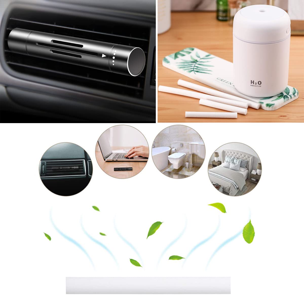 30PCS Car Diffuser Refill Sticks, 2.75 X 0.27 Inch Absorbent Refill Replacement Wick for Car Diffuser Vent Clip，Humidifier Sticks Filter Replacement Wick