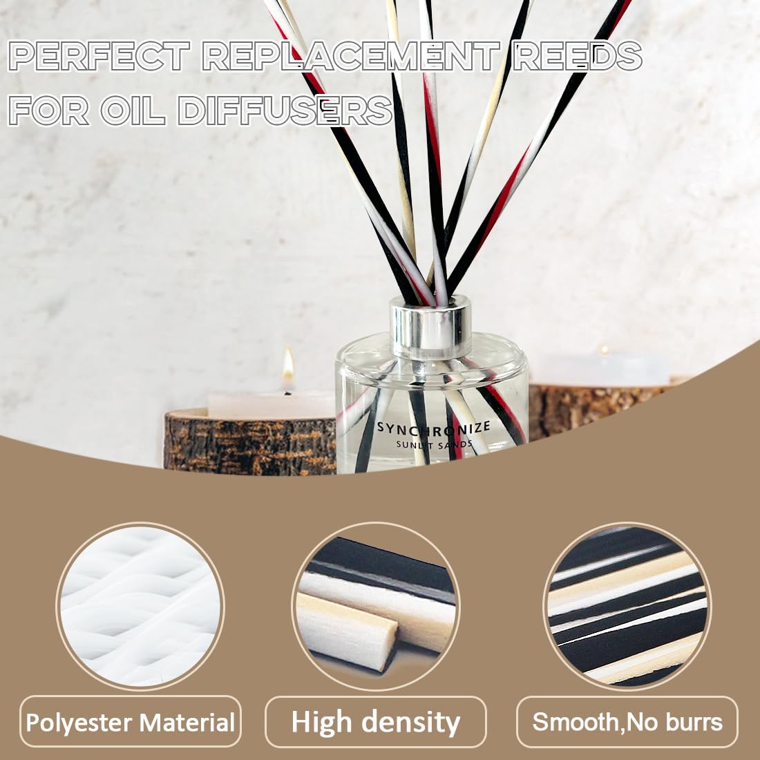 12 Inch Diffuser Sticks - Rattan Fiber Sticks for Essential Oil Aroma Diffuser, Long-Lasting Aroma Diffuser Replacement Sticks 60Pcs