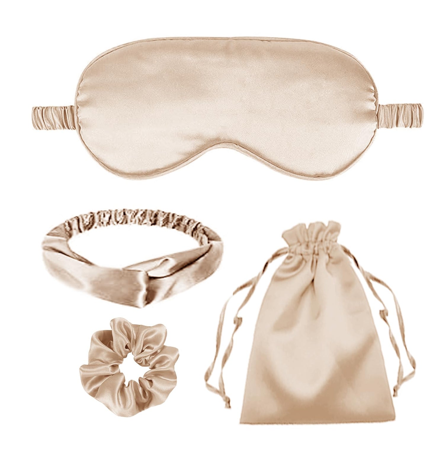 4Pcs Silk Sleep Masks Satin Eye Mask Silky Eyes Cover Blindfold Eyeshade Headband Scrunchies Pouch Bags Bridesmaid Gifts