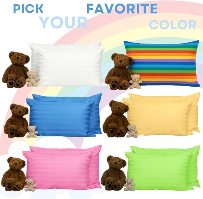 kinder Fluff Children Pillows (2-Pack) 17x26in– 300T Soft Cotton & Down Alternative – Hypoallergenic, Machine Washable, Ideal for Kids Ages 12+, Bed & Travel Use– Blue- XL