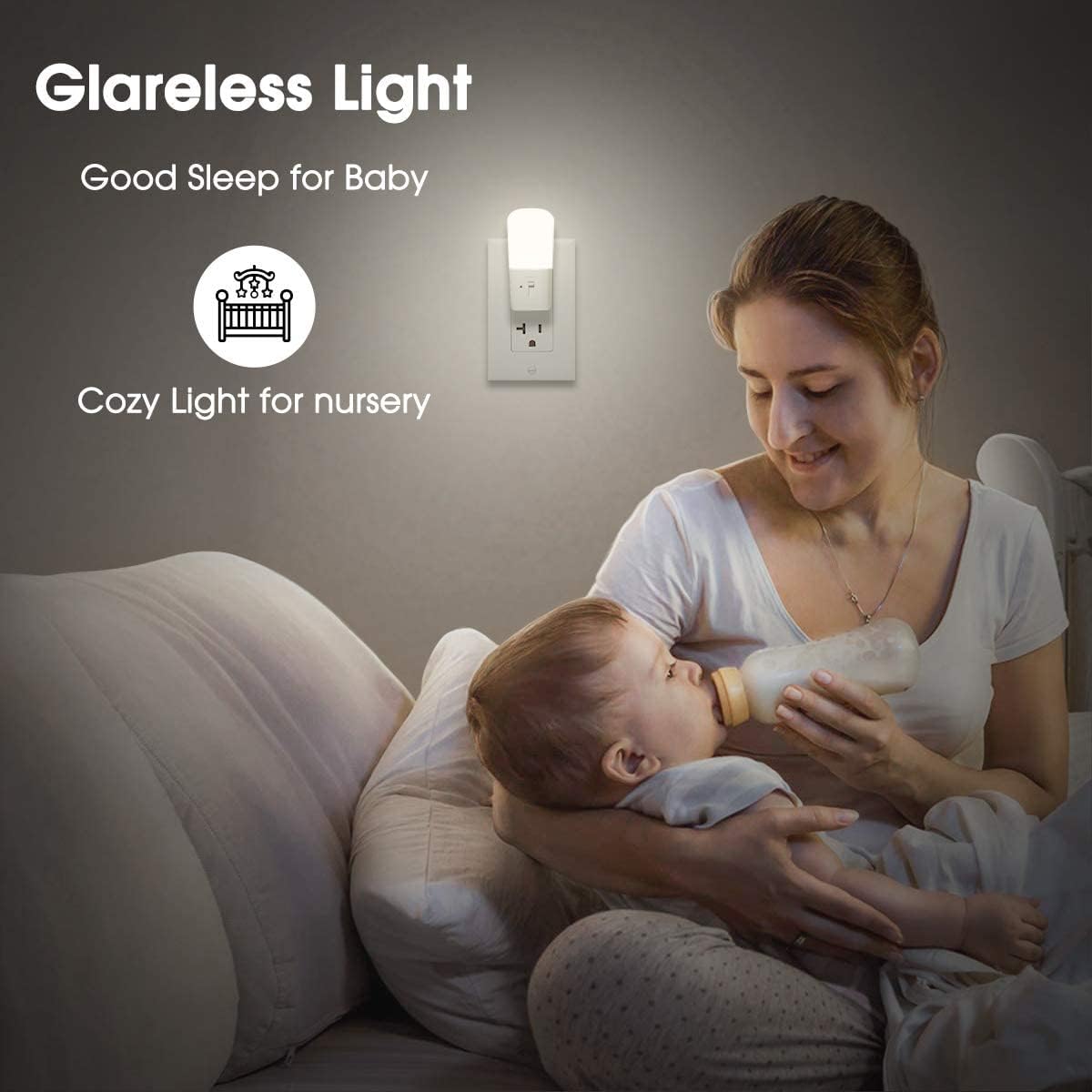 L LOHAS LED Dimmable Night Light[4 Pack], Plug in Night Light with Dusk to Dawn Sensor, Daylight 5000k from 0-80 LM Brightness Adjustable, Bright Mini Wall Night Light for Kids Room, Stairway
