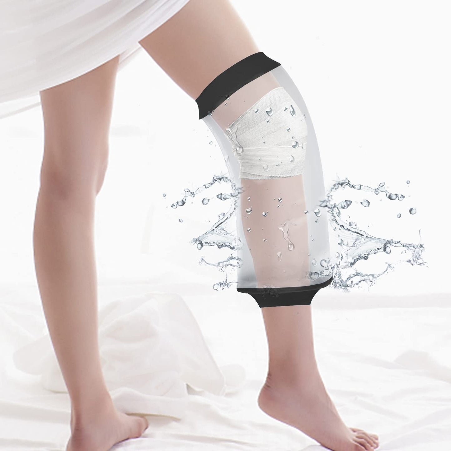 SUPERNIGHT Waterproof Knee Cast Cover, Reusable Shower Cast Protector for Adult, PICC Line Wound Bandage Protection for Leg Surgery