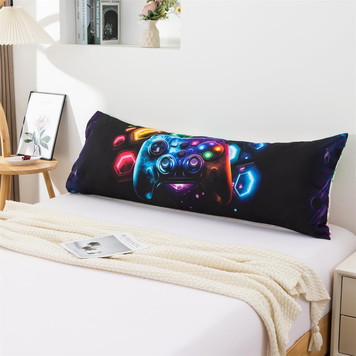 NTBED Space Gaming Body Pillow Cover Universe Game Console Microfiber Pillowcase with Envelope Closure for Kids Boys Adults,(20"x54",Multi)