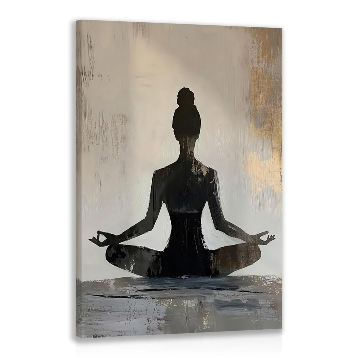 GELDSTEI Framed Zen Wall Art, Modern Yoga Girl Canvas Painting, Tranquil Meditation Wall Decor, Spiritual Aesthetic Picture, Calming Mindfulness Poster Prints for Living Room Spa Yoga Studio 12x16 Inch