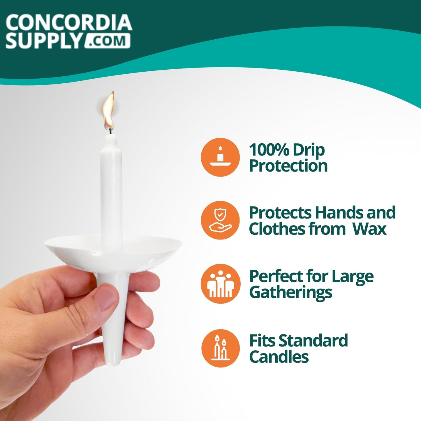 Concordia Supply Candlelight Service Reusable Plastic Candle Holders - 250 Pcs. Protector for Church Vigils, Memorial & Christmas Eve Candles