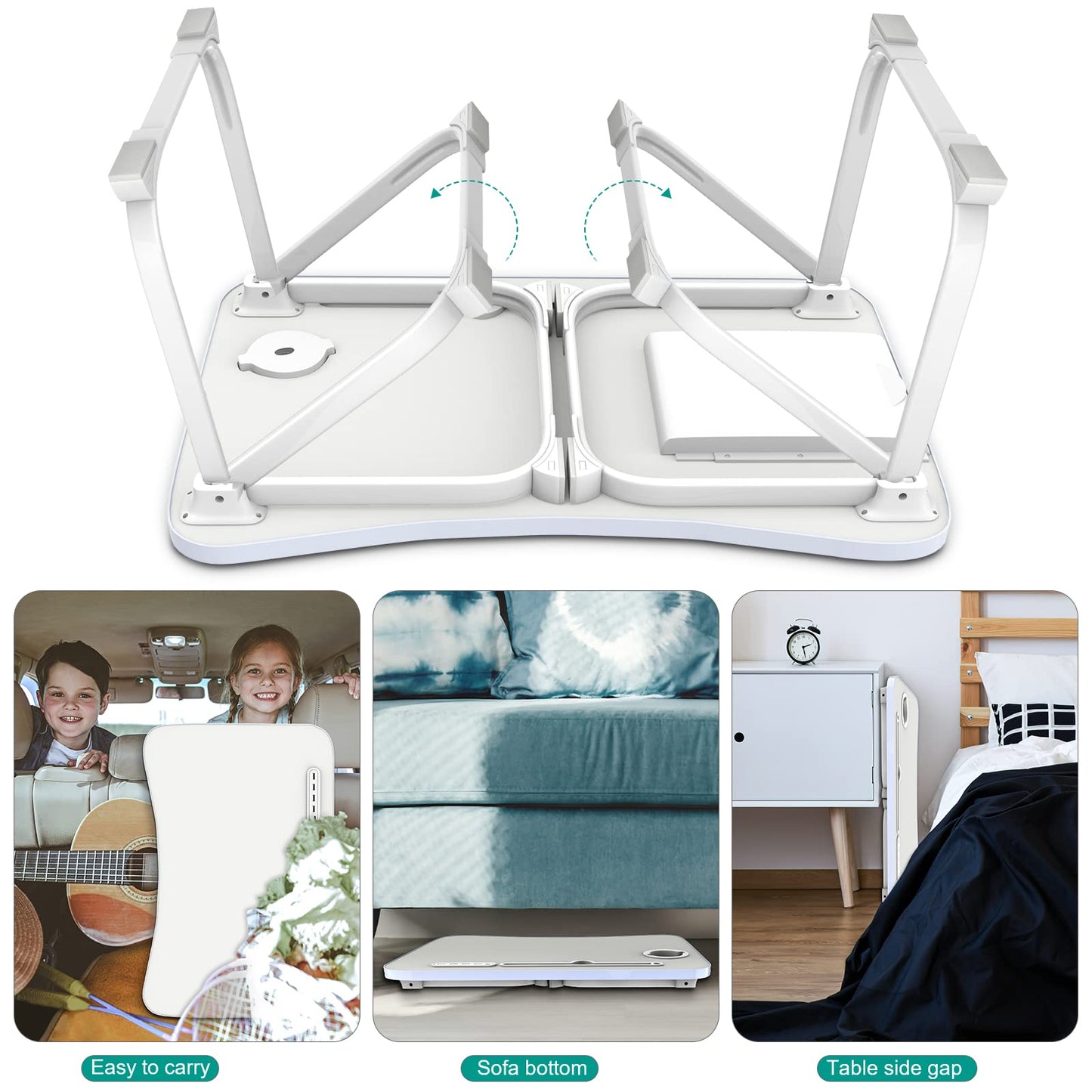Fayquaze Laptop Bed Desk, Portable Foldable Lap Bed Table with USB Charge Port Storage Drawer and Cup Holder,Lap Desk Laptop Stand Tray Table Serving Tray for Eating, Reading and Working