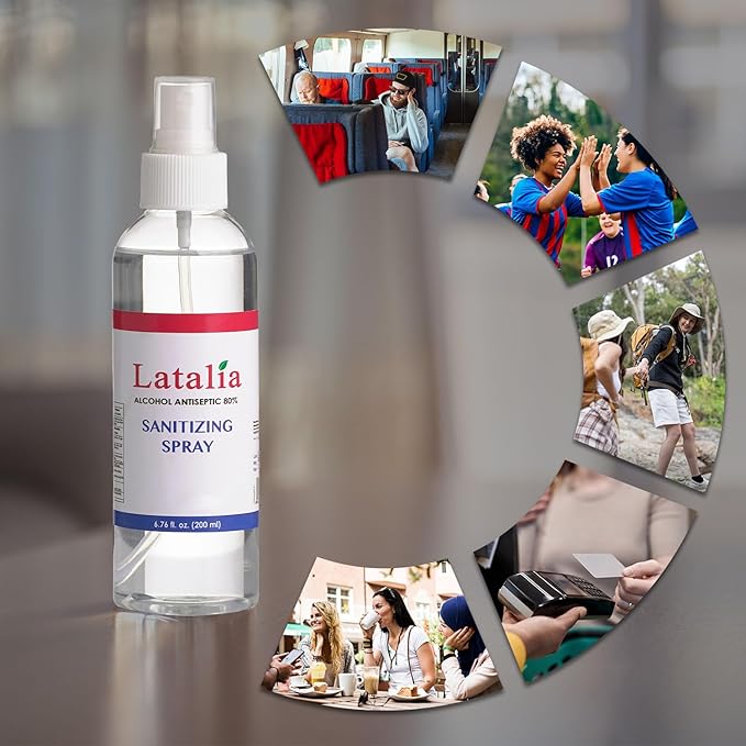 Latalia Unscented Hand Sanitizer Spray Refill Pack of 96 | 6.67 Fl oz with 80% Alcohol Bulk Hand Sanitizer Travel Size | Hand Sanitizing Spray For Quick Dry Hand