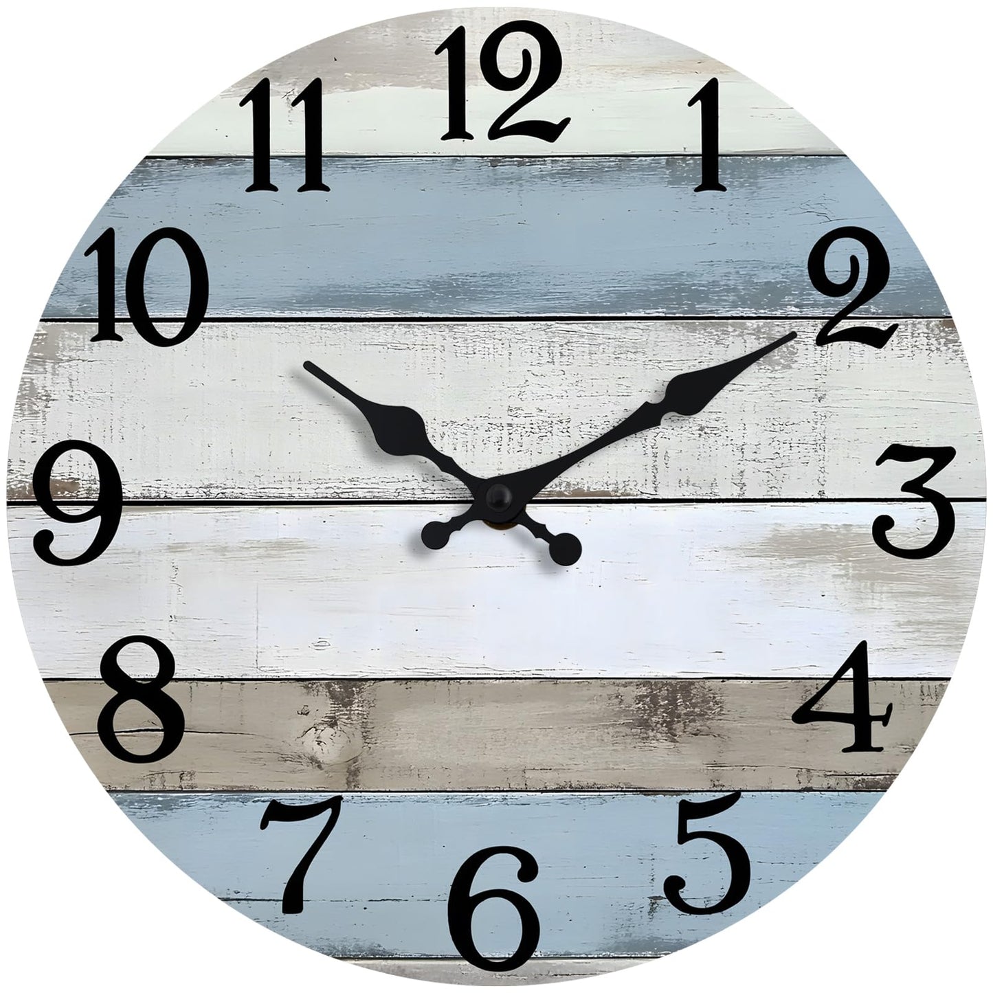 JoFomp 6 Inch Wooden Wall Clocks Battery Operated, Silent Wall Clock Non Ticking, Coastal Country Design Rustic Wall Clocks for Living Room Decor, Small Wall Clock for Bedroom Kitchen Bathroom